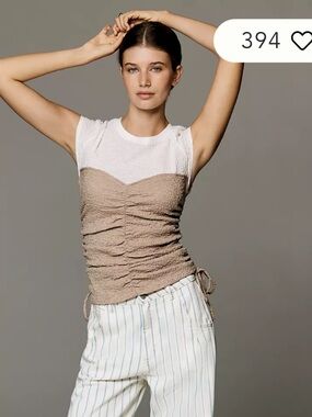 LIKE NEW Maeve by Anthropologie Ruched Corset Short-Sleeve Top